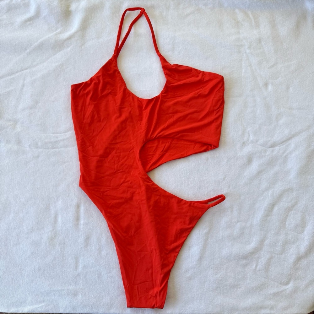 Riot Swim Blaise Coral Cutout One-Piece Swimsuit